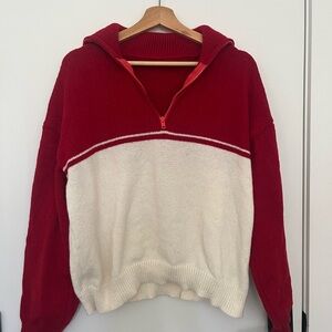 Red and White Women's Sweater